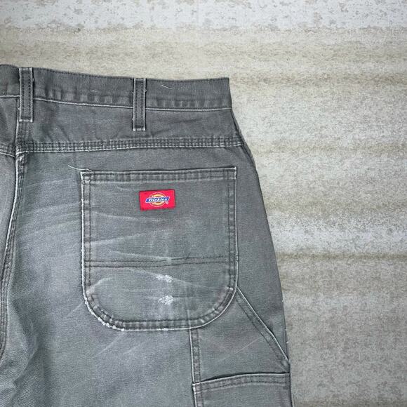 Vintage Dickies Carpenter Pants Moss Green Canvas Baggy Dungarees Work Wear 90s - Picture 3 of 4